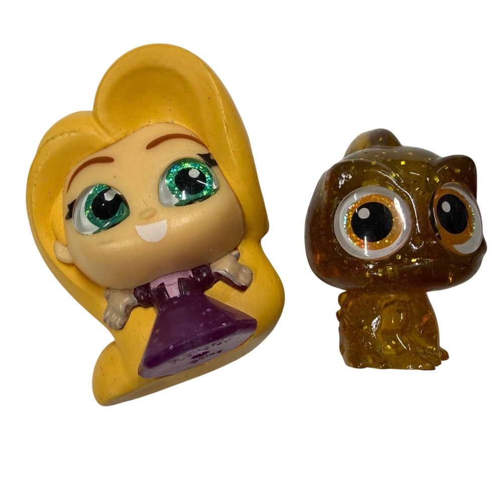 Disney Doorables Tangled Rapunzel and Pascal Mini Figures Glitter Eyes Lot